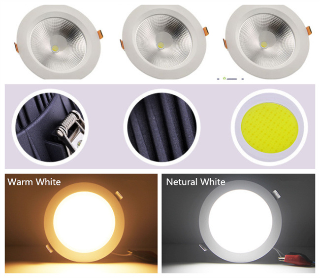 COB/SMD 10W Round LED Down Light Recessed Downlight