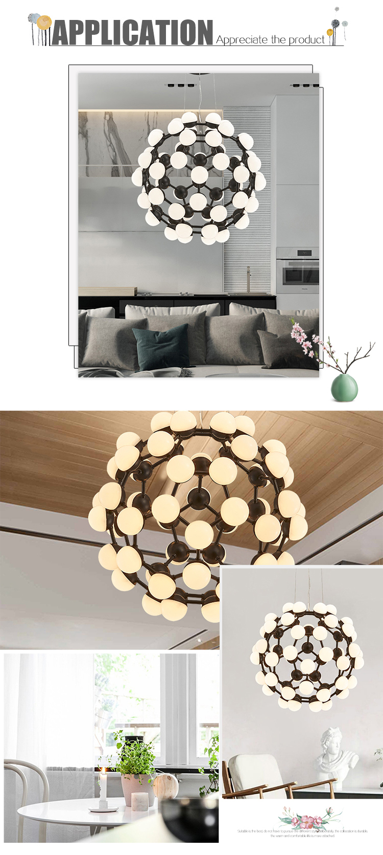 Gold Ball Energy Saving Lighting Huge Hanging Lamp