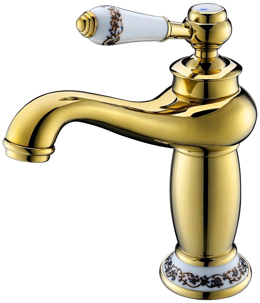 Golden Color with Crystal Single Handle Basin Faucet Mixer