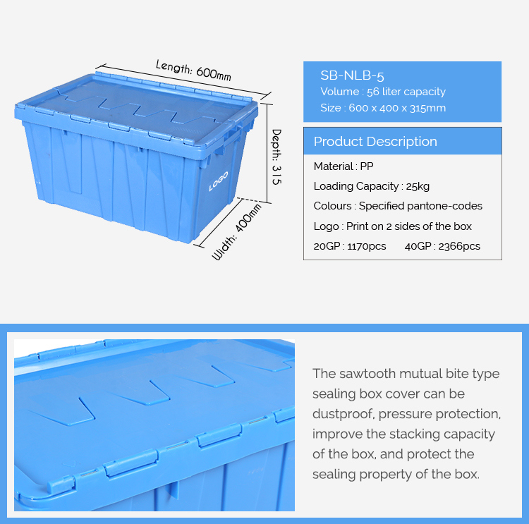 Stackable Nestable Logistic Turnover Box Crate for Warehouse