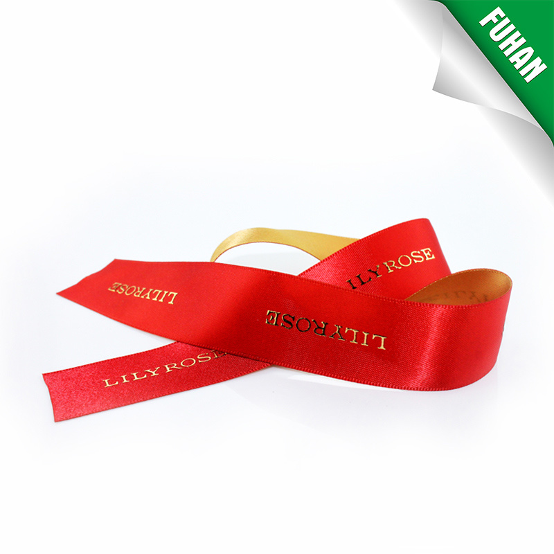 Wholesale Gold Foil Printed Satin Ribbon