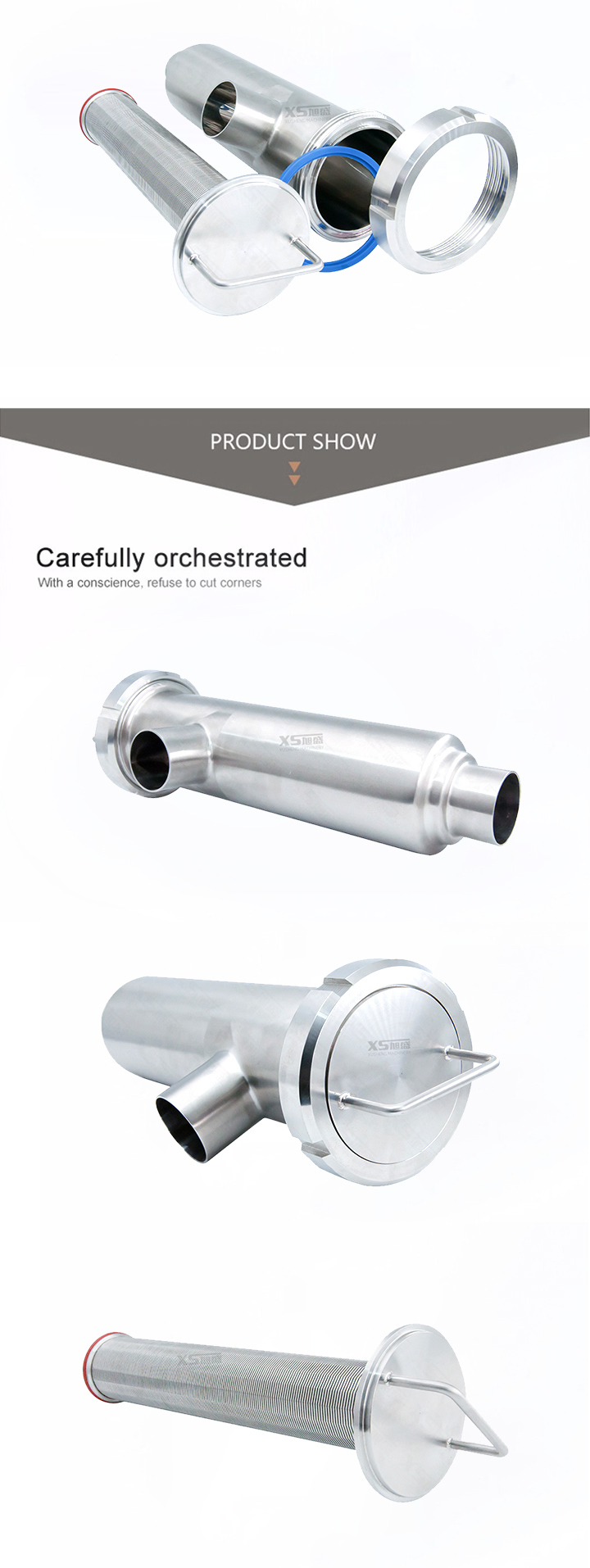 Stainless Steel Sanitary 90 Angle Type Filter Strainer