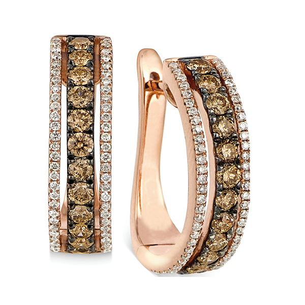 18k Gold Diamond Jewelry Hoop Earrings with Black Rhodium Plating