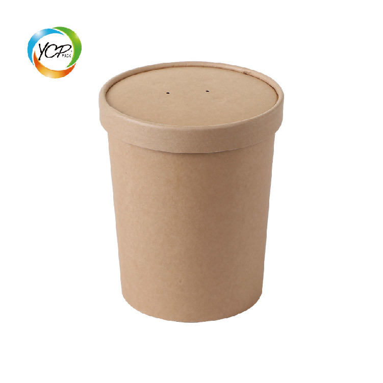 Custom Printed Disposable Hot Soup Bowls, Kraft Paper Soup Cup