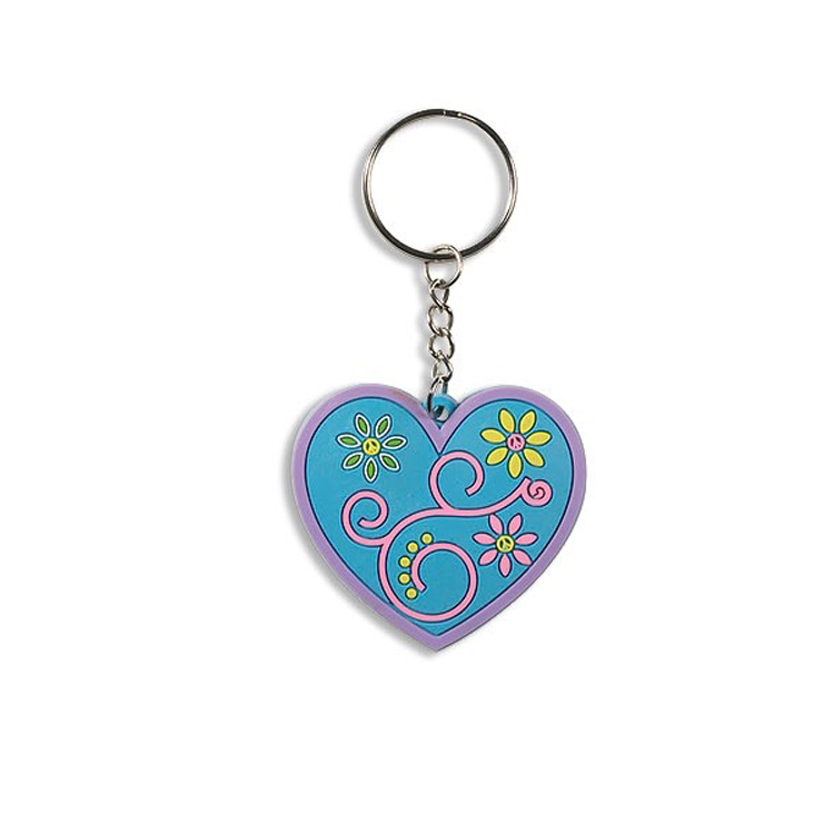 High Quality Heart Skull Design Custom PVC Keychain