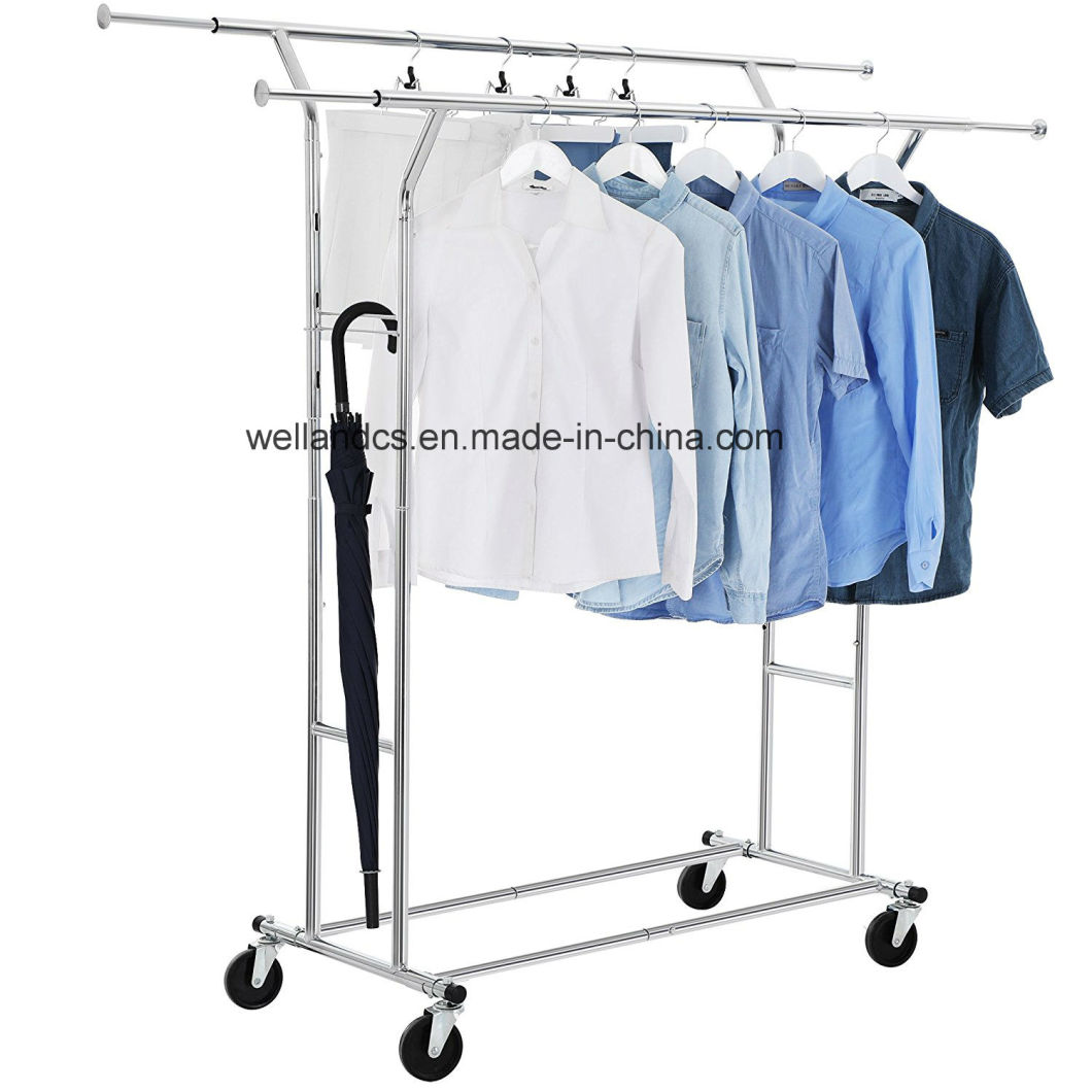 Fancy Adjustable Double Rail Clothes Garment Display Rack for Boutiques