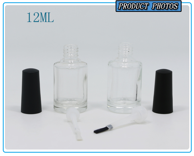 Round Design Clear Glass Nail Polish Bottle with Brush and Cap 12ml Nail Polish Bottle