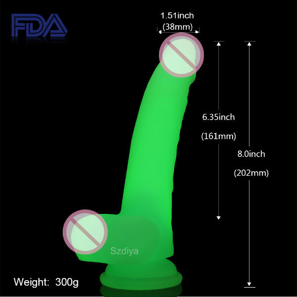 Fucking Adult Sex Products Glow in Dark Big Dick Sex Toys for Woman (DYAST375A-G)