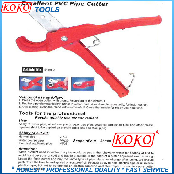 Scissor Type Alloy Steel PVC Pipe Cutter in Blister Packing