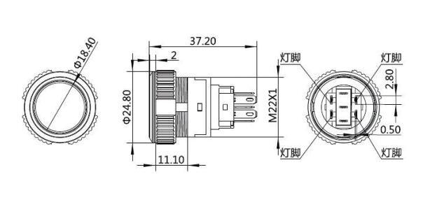 CMP 6 Color Panel Indicator Light 22mm