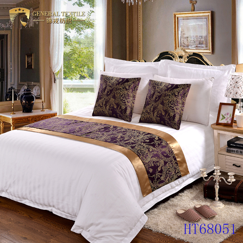 Wholesale Jacquard 100% Polyester Custom Star Hotel Bed Runner and Cushion Cover (JRL064)