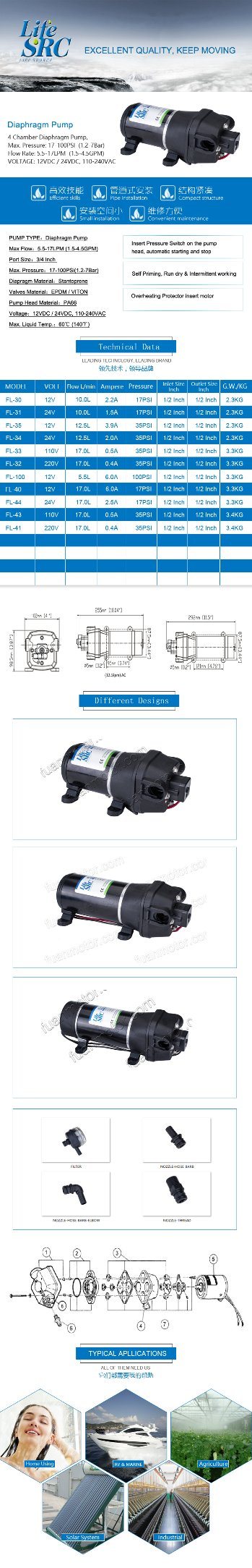 Lifesrc DC/AC Mini. Diaphragm Pump (FL30-43)