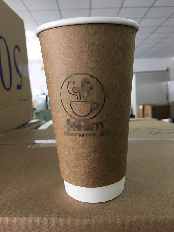 Logo Custom Printing Disposable Double Wall White Paper Coffee Cup