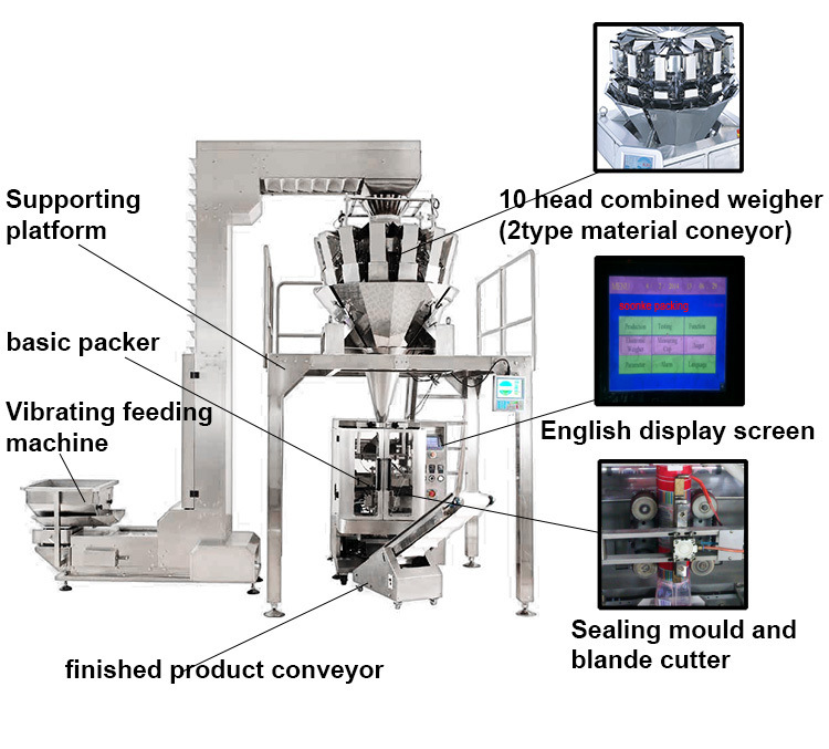 Full Automatic Granue Puff Snack Chips Vertical Weighing and Packing Machine