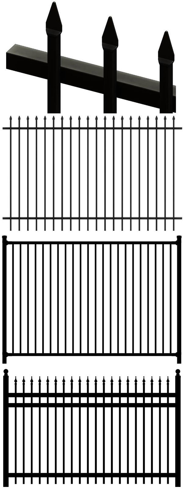 Powder Coated Galvanized Steel Black Wrought Iron Fence