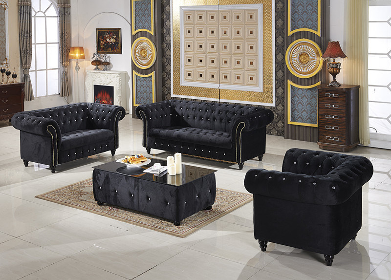 New Chesterfield Sofa Set with Fabric Leather