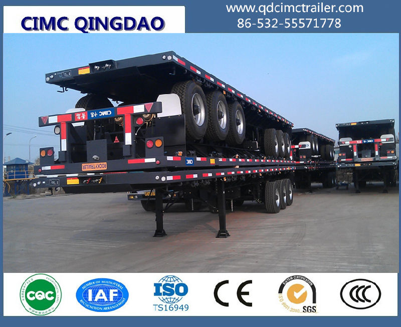 Cimc 3 Axle 40FT Flatbed Container Semi Truck Trailer