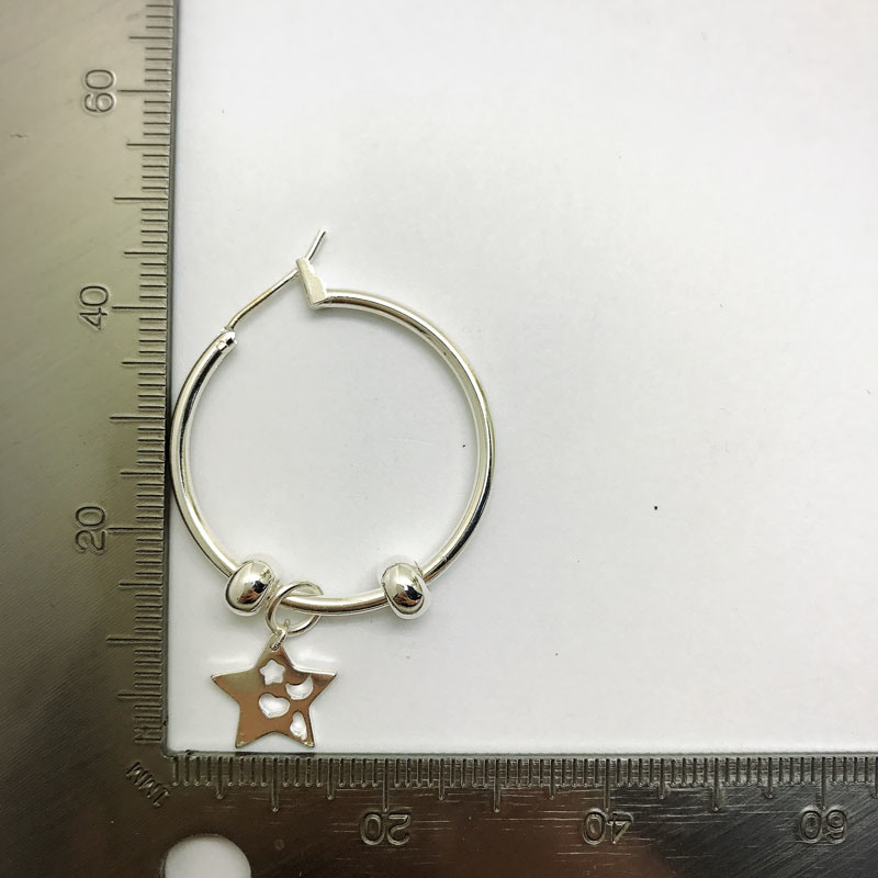 Star Shape Party Jewelry Real White Gold Plating Circle Earrings