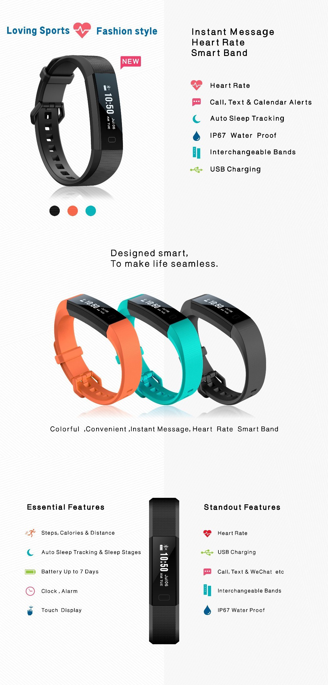 Touch OLED Screen Sport Fitness Y11s Heart Rate Smart Bluetooth Bracelet Watch with Heart Rate/Sleep Monitoring/Calorie Calculation/Blood Pressure
