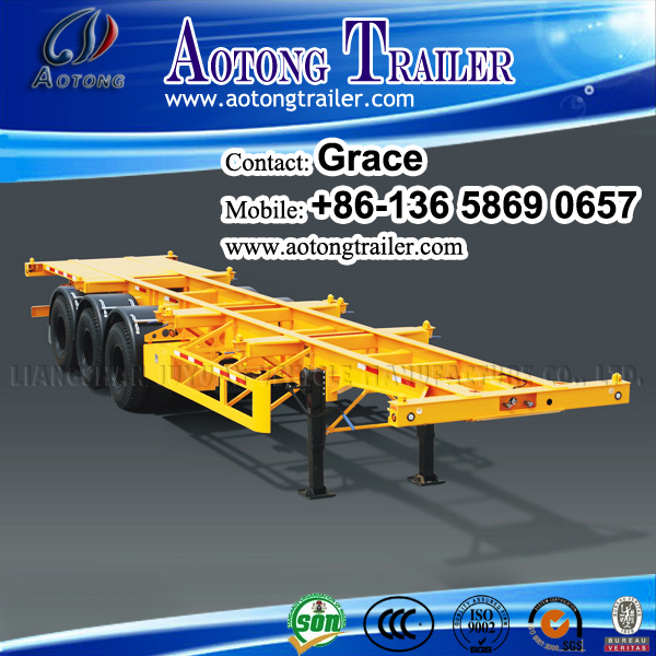 China Factory Tri-Axles Flatbed Container Semi Trailer on Sale