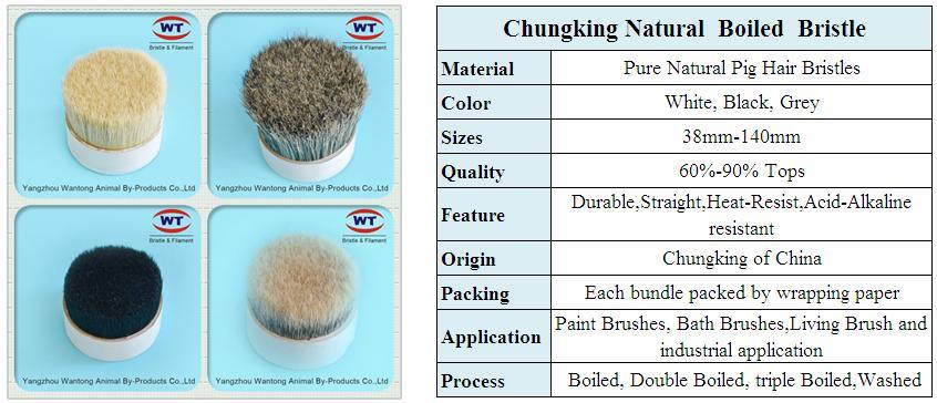 Chungking 60~90%Tops Natural Black Boiled Pure Bristle
