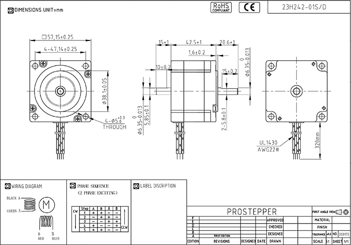 NEMA 23 2/3 Phase Brushless DC Hybrid Stepper Stepping Motor for CNC Sewing Machine