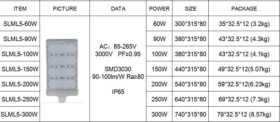 China Manufacturer Outdoor Products Garden Lamp LED Street Light 250W