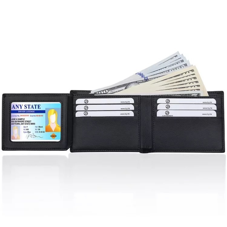 Real Leather Mens Wallet Top Grain Leather Trifold Wallet