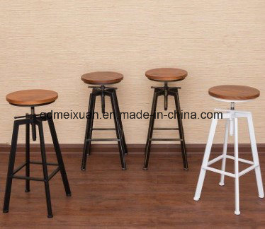 American Restoring Ancient Ways, Wrought Iron Bar Tall Foot Chair Special Lifting Solid Wood Bar Chairs Adjustable Chair (M-X3219)