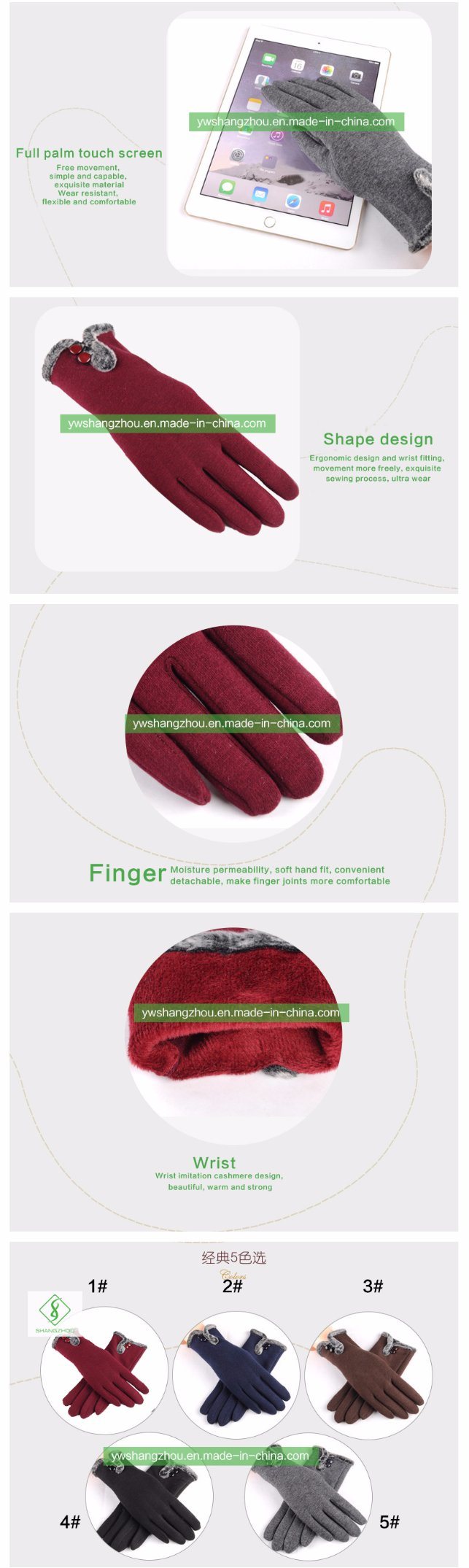 Hot Sale Fashion Ladies Warm Cotton Gloves Average Size Autumn&Winter