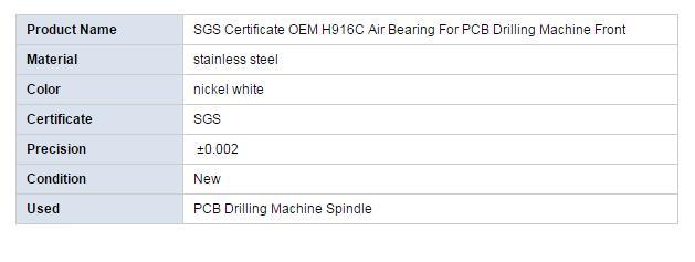 CNC PCB Drilling Machine Spindle Parts H916c Rear Air Bearing