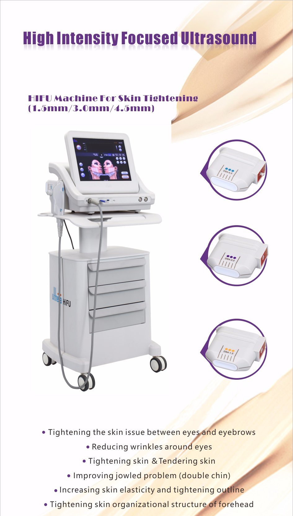High Intensity Focused Ultrasound Hifu Wrinkle Removal Beauty Equipment
