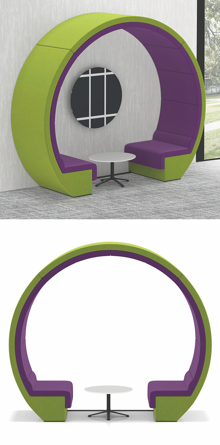 Fabric Type Moon Sofa/Office Meeting Booth with Round Shape Top