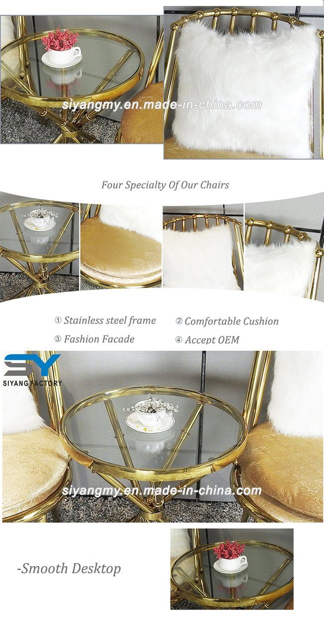 Outdoor Furniture Glod Metal and Leather Wedding Chair