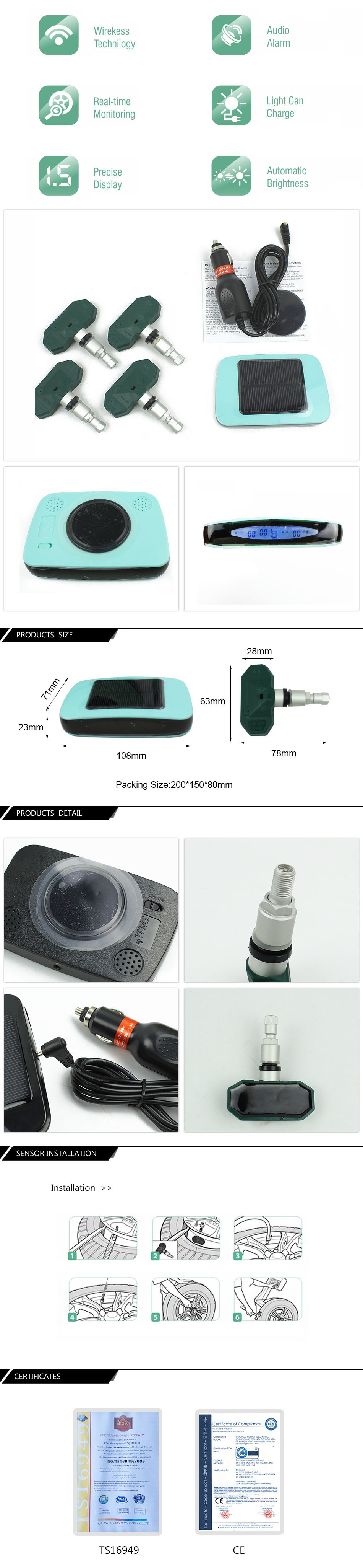 FE-TPMS-B01 Wireless Hot Selling Tire Pressure Monitoring System and Tire Pressure Safety for Car