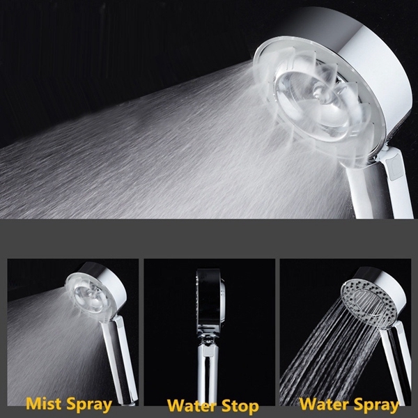 ABS Chrome Water Saving Mist Spray Fuction Bathroom Hand Held Round SPA Shower Head