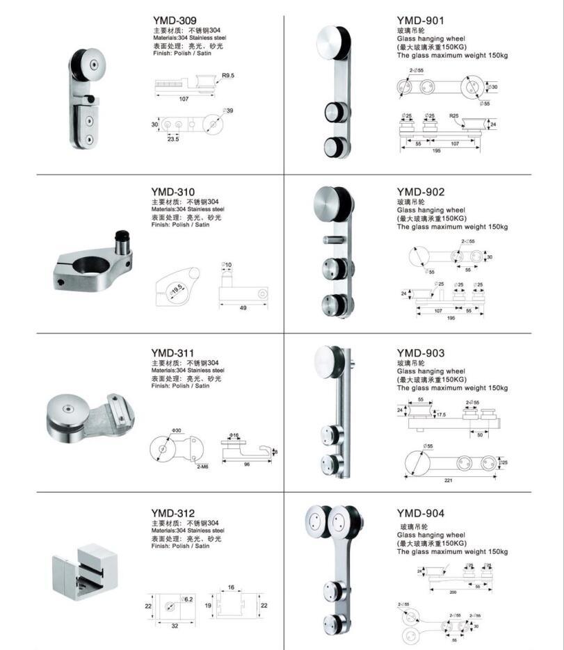 Superior Quality Frameless Shower Accessories for Sliding Door Fitting as Glass Hanging Wheel