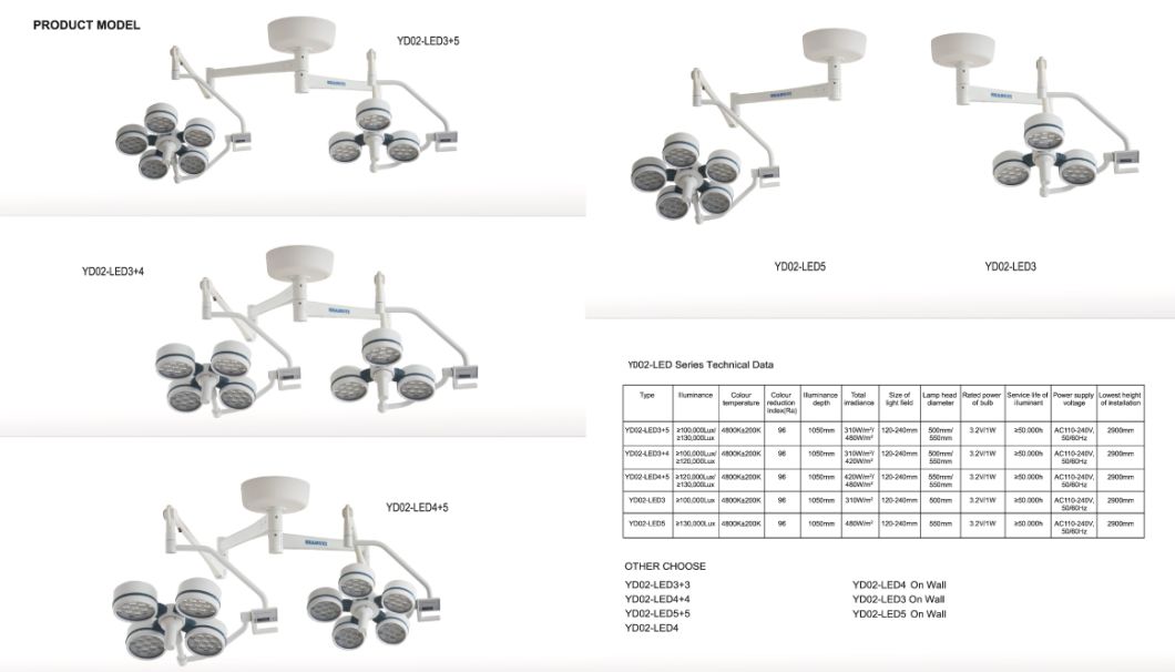 Yd02-LED4+5 Balance Arm Ceiling Type LED Shadowless Lamp with Ce