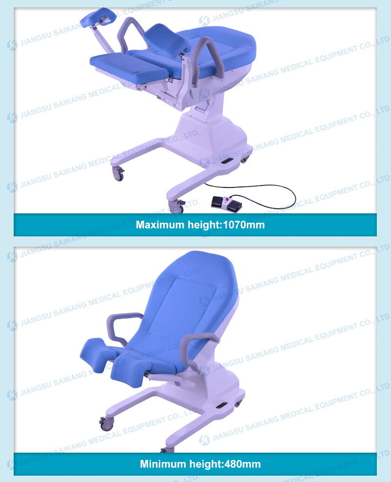 Hospital Portable Gynecology Obstetric Operating Examination Bed Table with Foot Pedal