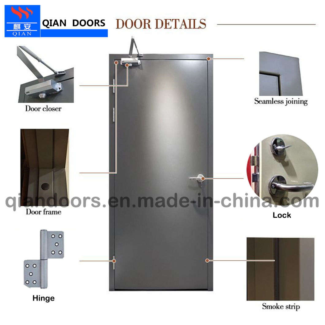 Fs-VV-009 2018 Hot Sales Emergency Exit 2hours Fire-Rated Steel Door with Push Bar