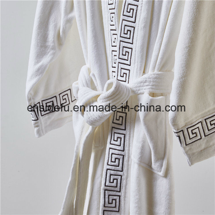 Embroidery Hotel Velour Turkish Velvet Bathrobe for Men