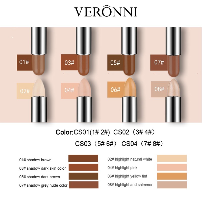 2018 New-Selling Veronni 4 Colors Double-Head Concealer Foundation Stick