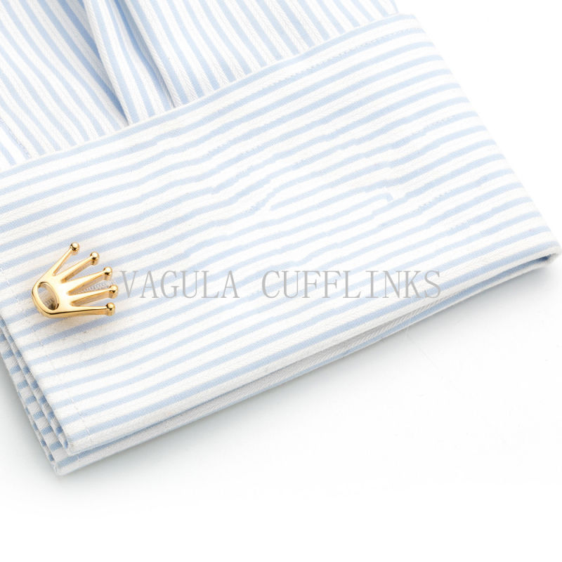 VAGULA Gold Plated Crown Cuff Link for Men's Wedding Cufflink