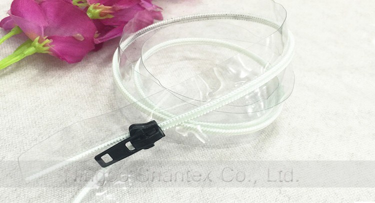 Transparent PVC Long Chain Zipper with Metal Teeth Closed End