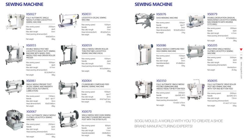 Post-Bed Single Needle Sewing Lockstitch Machine; Safety Shoe Machine