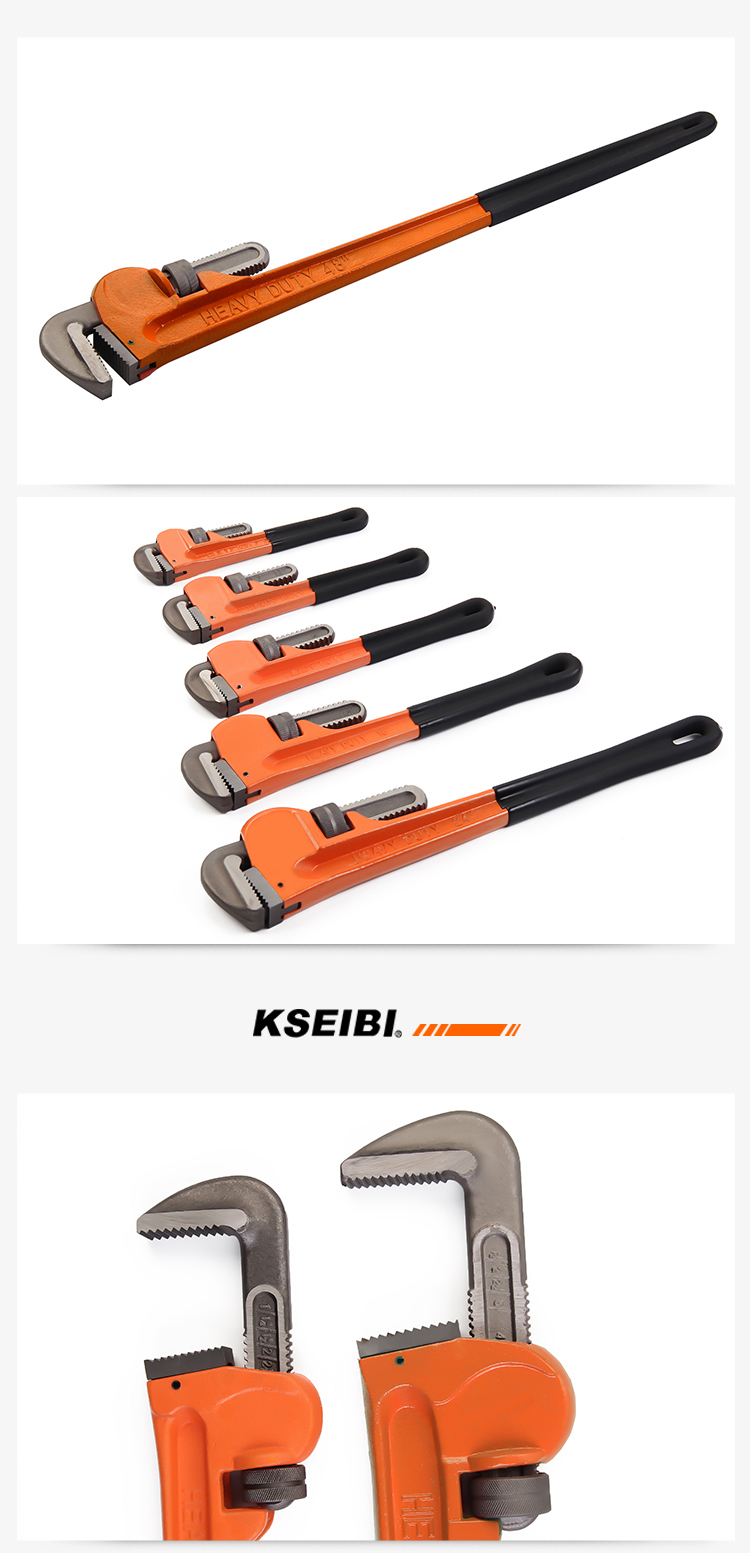 Trade Assurance Kseibi Heavy Duty Carbon Steel Adjustable Pipe Wrench Spanner with PVC Handle