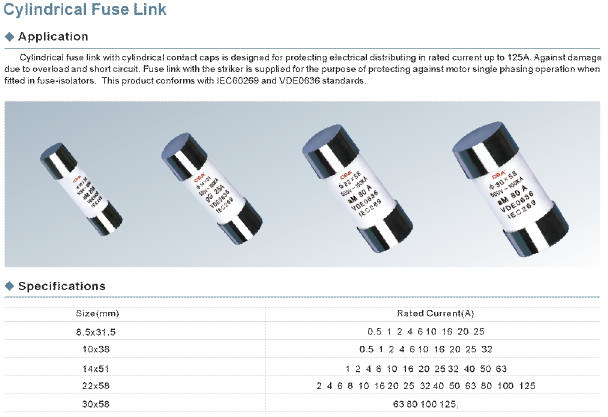 10X38mm Cylindrical Fuse Link Good Quality