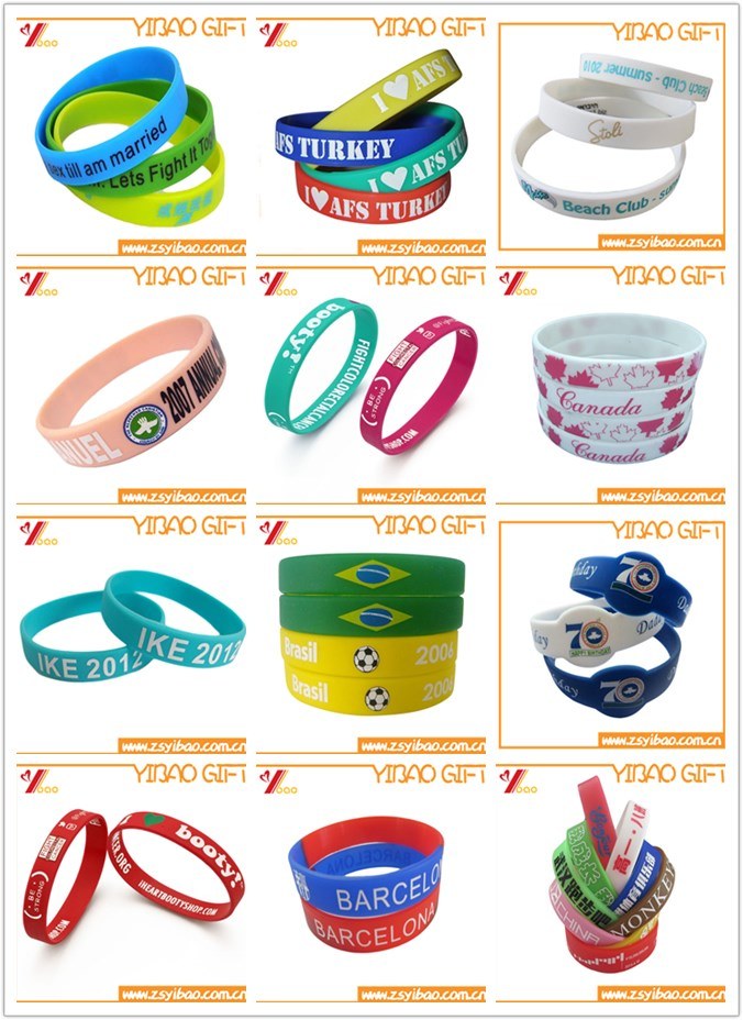 Customized Colorful Silicone Wristband, Rubber Band, Silicon Bracelet with Logo