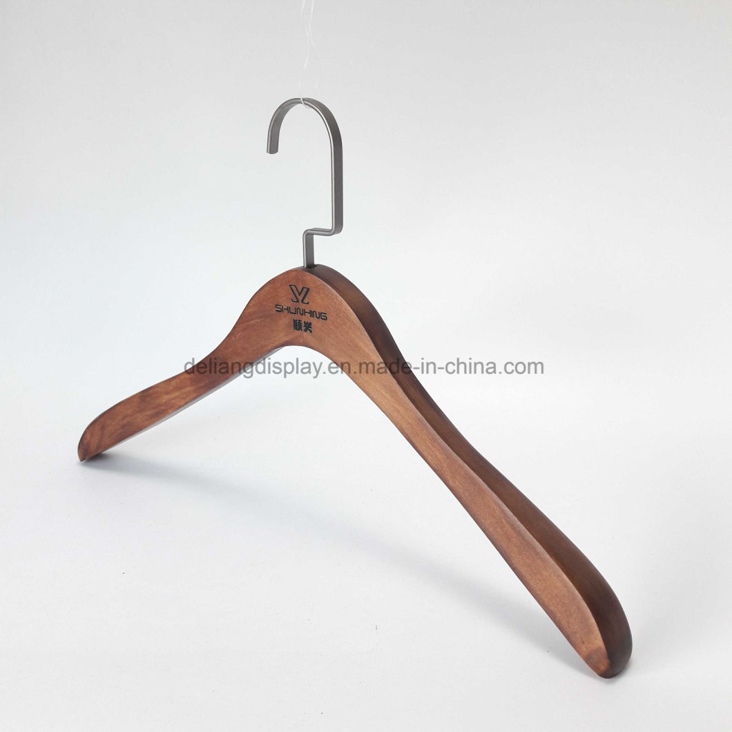 Lotus Wood Hanger with Metal Hook in Red Brown Color