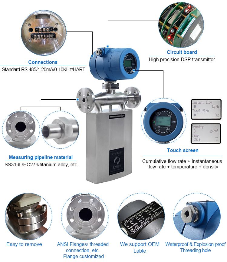 Coriolis Mass Liquid-Gas Flow Meter for Marine Diesel Fuel Oil